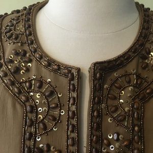 Doncaster Women's Bead Sequin Jacket Gold Brown 8
